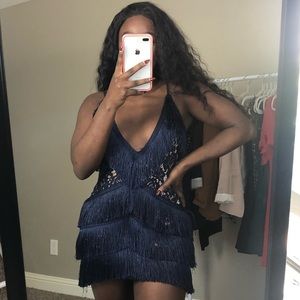 Navy Blue Frill Dress